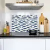 Vissen - Patroon - Blauw - Wit Inductie beschemer met haakjes klein 777 -sfeer2