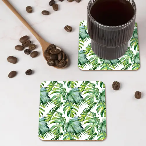 Bladeren - Monstera - Tropical - Jungle onderzetter kurk middel -sfeer2