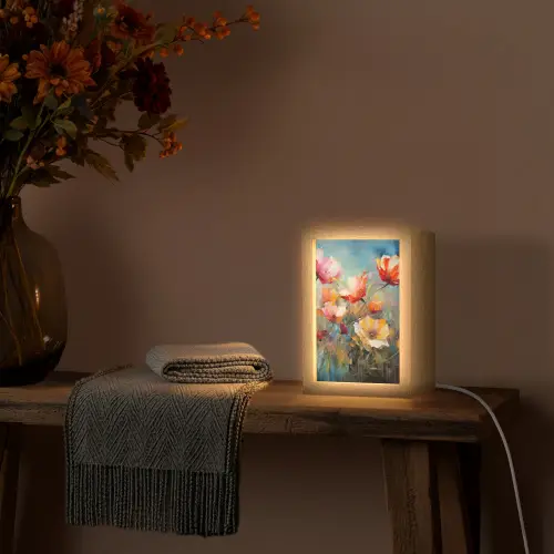 Bloemen - Watercolor - Kunst - Botanisch - Natuur Light Box met kabel (Tafellamp) klein -sfeer4