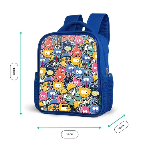 Beestjes met Grote Oogjes Kinderrugzak - Blauw middel -productfoto_formaten