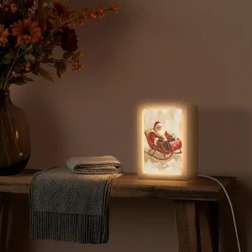 Kerst - Slee - Kerstman Light Box met kabel (Tafellamp) klein -sfeer4