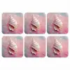 Schelp - Pastel - Pink onderzetter kurk middel -3d