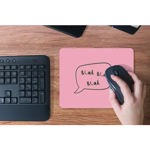Tekstwolkje - BLAH BLAH BLAH - Roze muismat rubber klein -toetsenbord