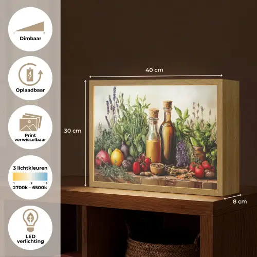 Stilleven - Kruiden - Specerijen - Fruit - Kleurrijk Light Box met batterij (Wandlamp) middel -USP_websiteoverzichtNL