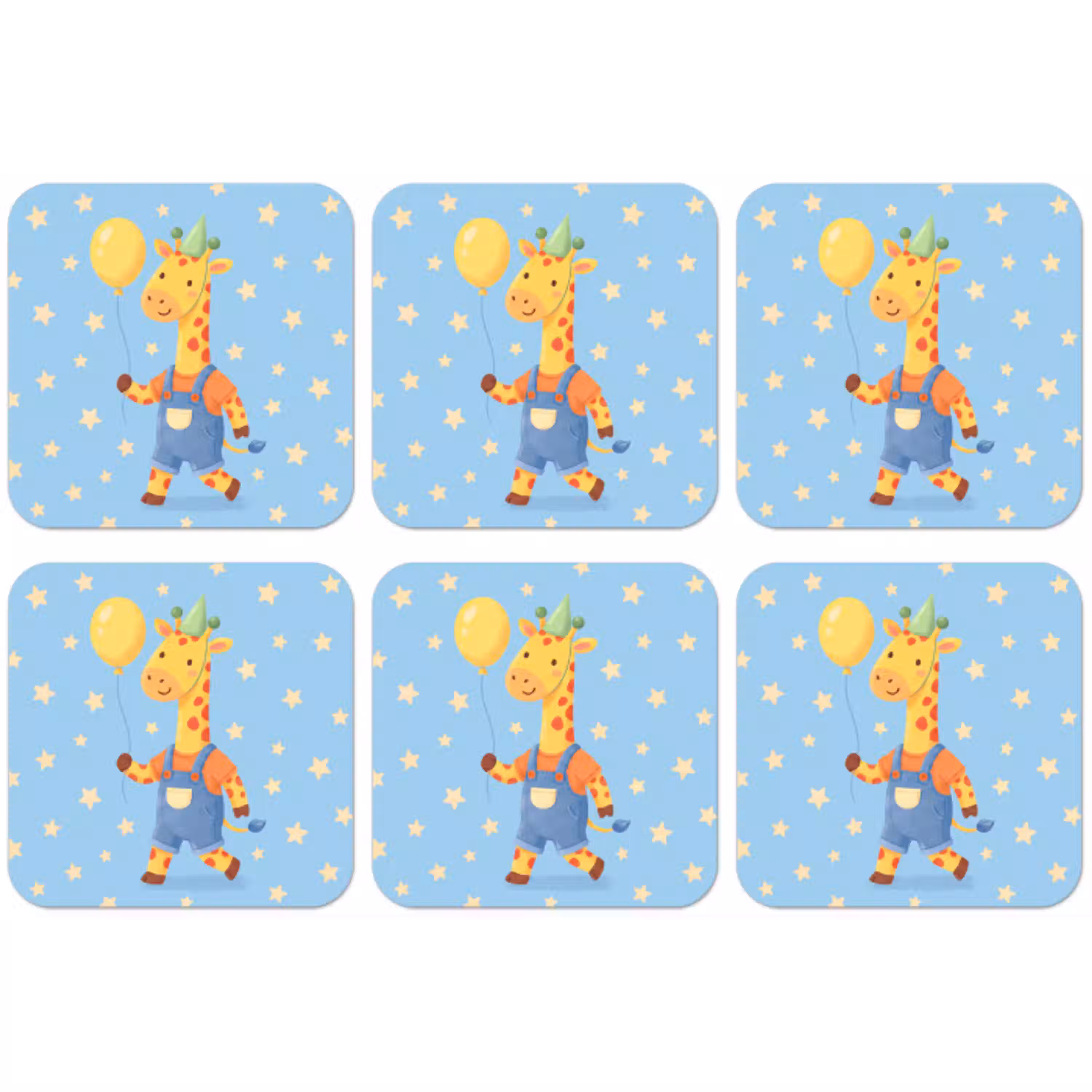 Dieren - Giraffe - Ballon - Feest - Kinderkamer onderzetter kurk middel -zkaufland3dotto
