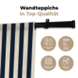 Verticale strepen - Blauw - Crème Wandkleed katoen klein 269 -tsfeer2_DE
