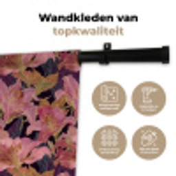 Lelies - Patroon - Roze - Goud Wandkleed katoen klein 269 -sfeer2