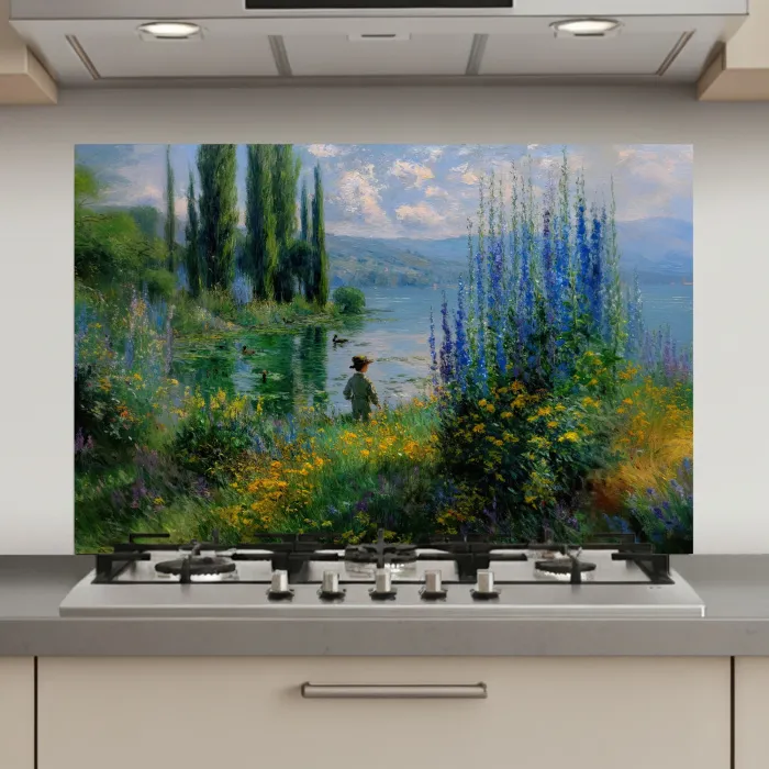 Bloemen - Meer - Bergen - Groen keuken achterwand spatscherm klein -3d_website