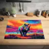 Neushoorn - Zonsondergang - Savanna - Kleurrijk Inductie beschermer vinyl 3mm klein -sfeer5