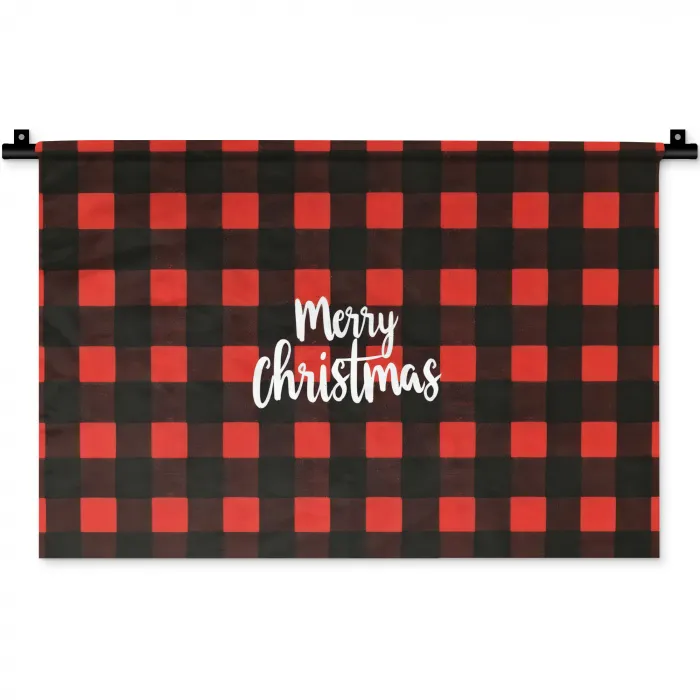 Geruit - Rood - Tekst - Christmas Wandkleed katoen klein -zz3d