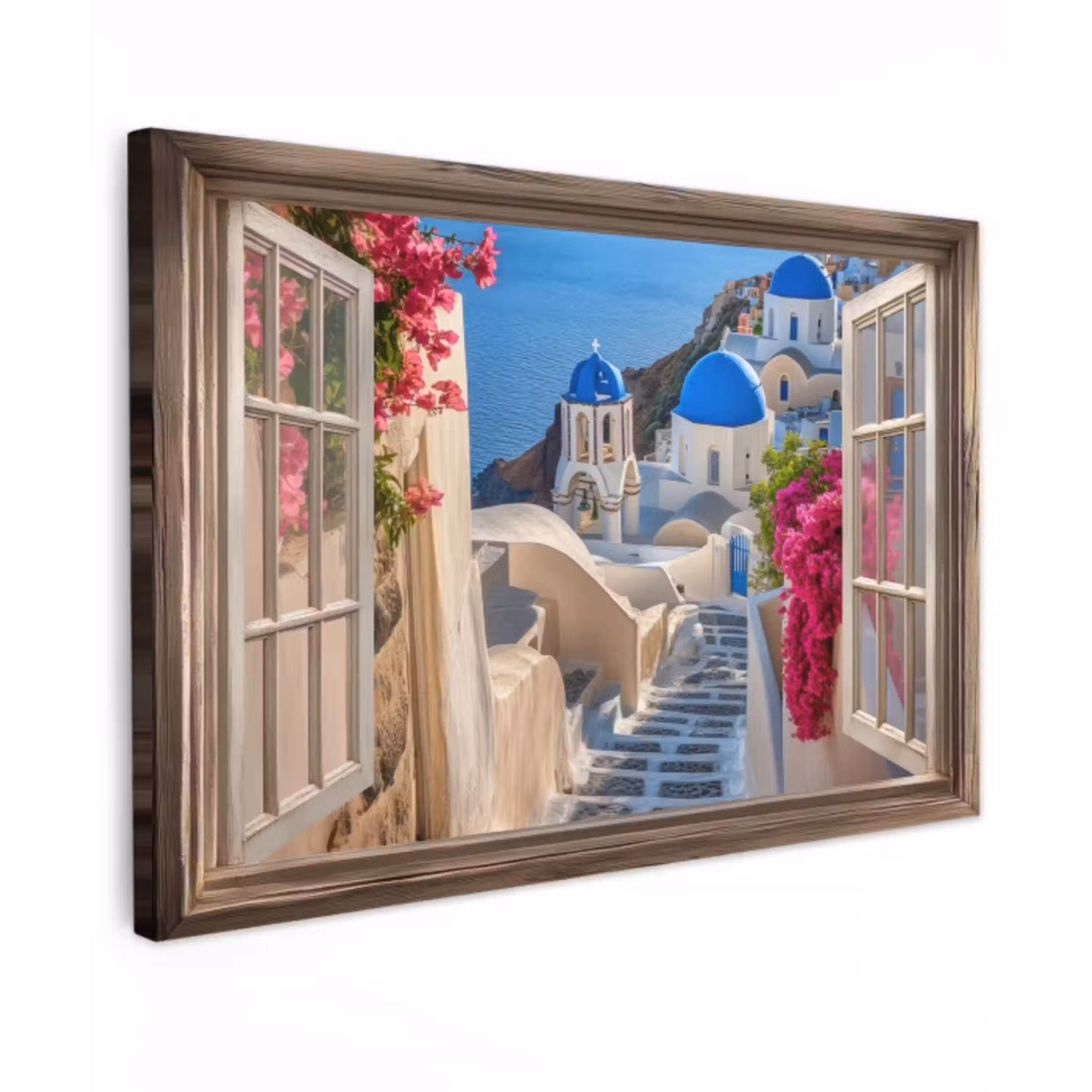 Doorkijk - Santorini - Landschap - Blauw - Grieks canvas 2cm klein -z3d