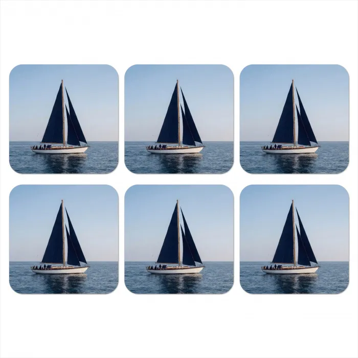Zeilboot - Zee - Blauw onderzetter kurk middel -3d