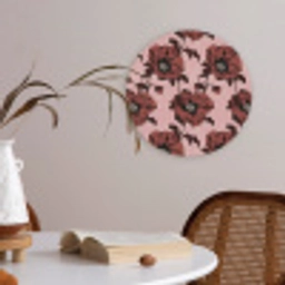 Bloemen - Retro - Rood Akoestische PET Vilt - Rond klein 838 -sfeer3
