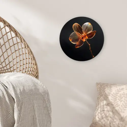 Orchidee - Doorzichtig - Bloem Wandcirkel kunststof plaat 5mm dik klein -sfeer5