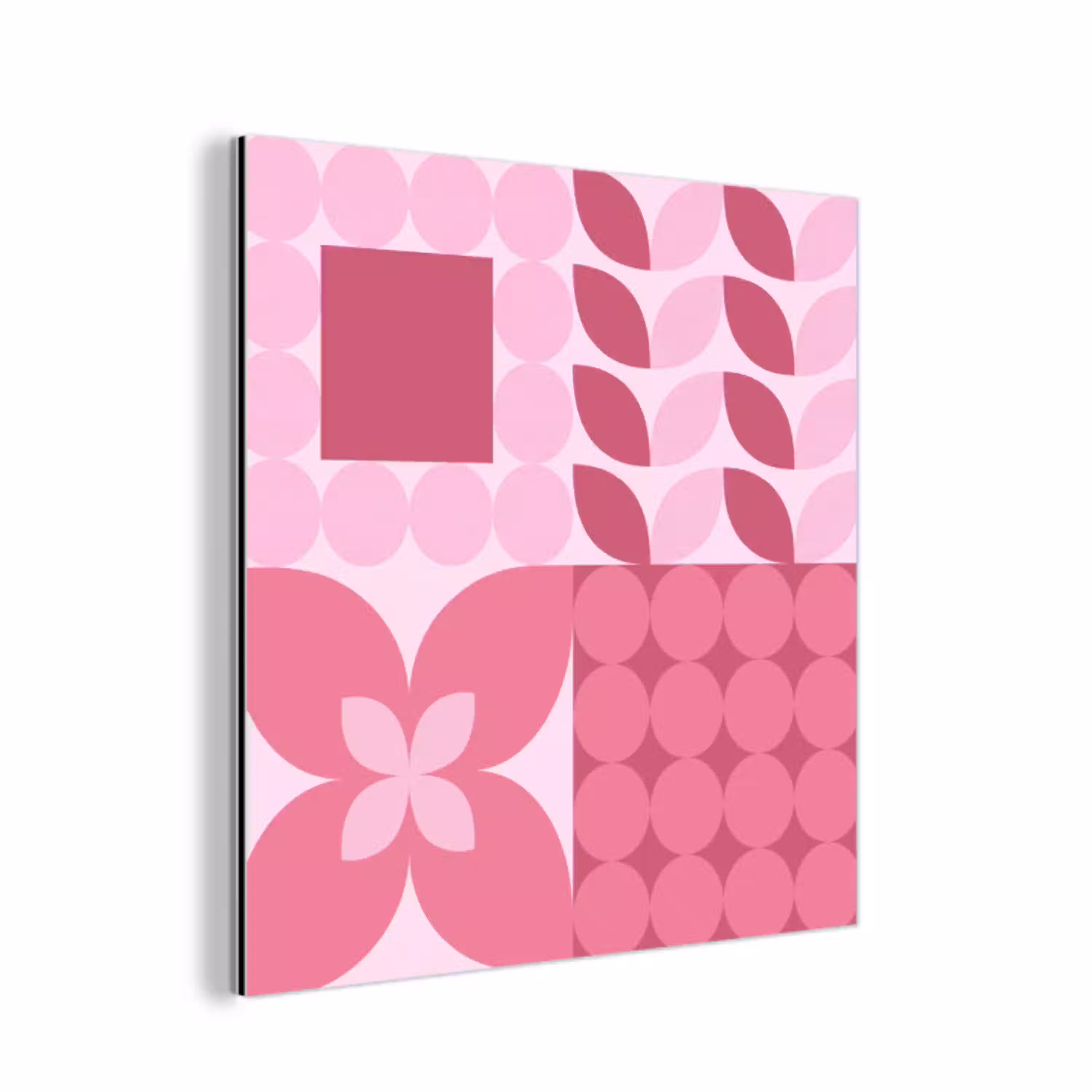 Abstract - Geometrisch - Patroon - Modern - Roze aluminium wit klein -3d