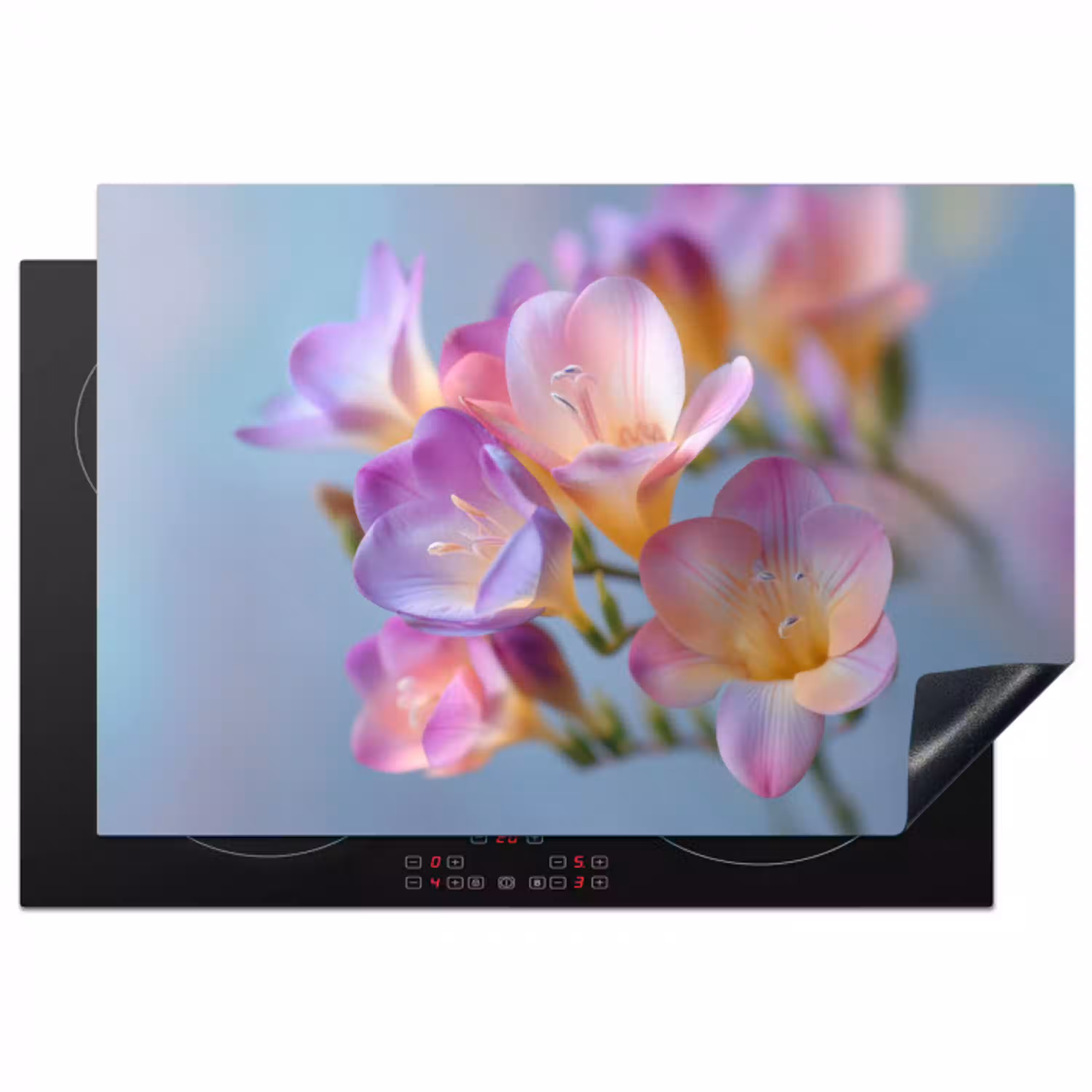 Bloemen - Paars - Overloop - Meeldraden Inductie beschermer vinyl 3mm klein -3d