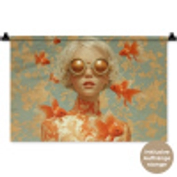 Goudvissen - Oranje - Vrouw - Blond Wandkleed katoen klein -t3d_DE