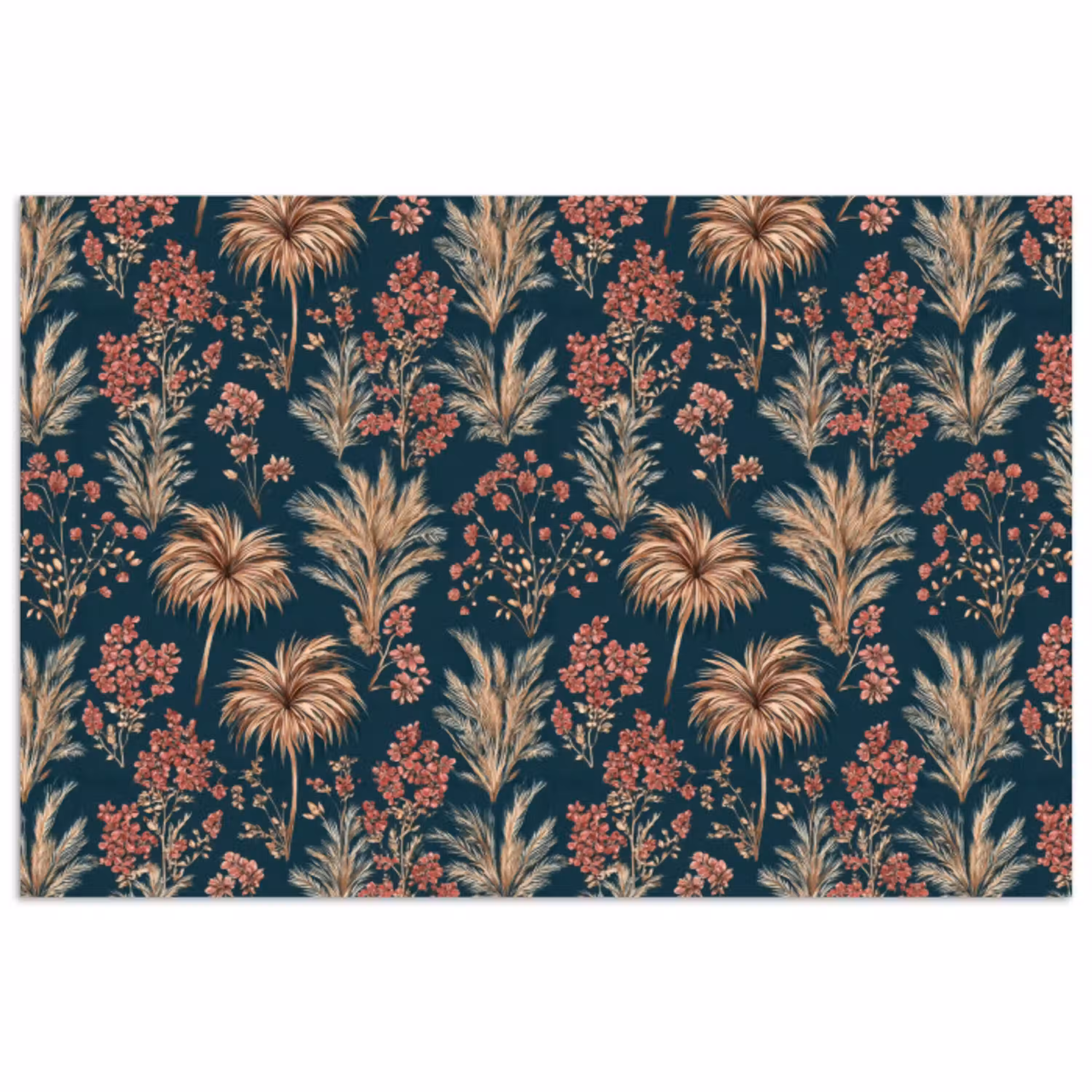 Botanisch - Patroon - Blauw poster papier klein 62 -3d