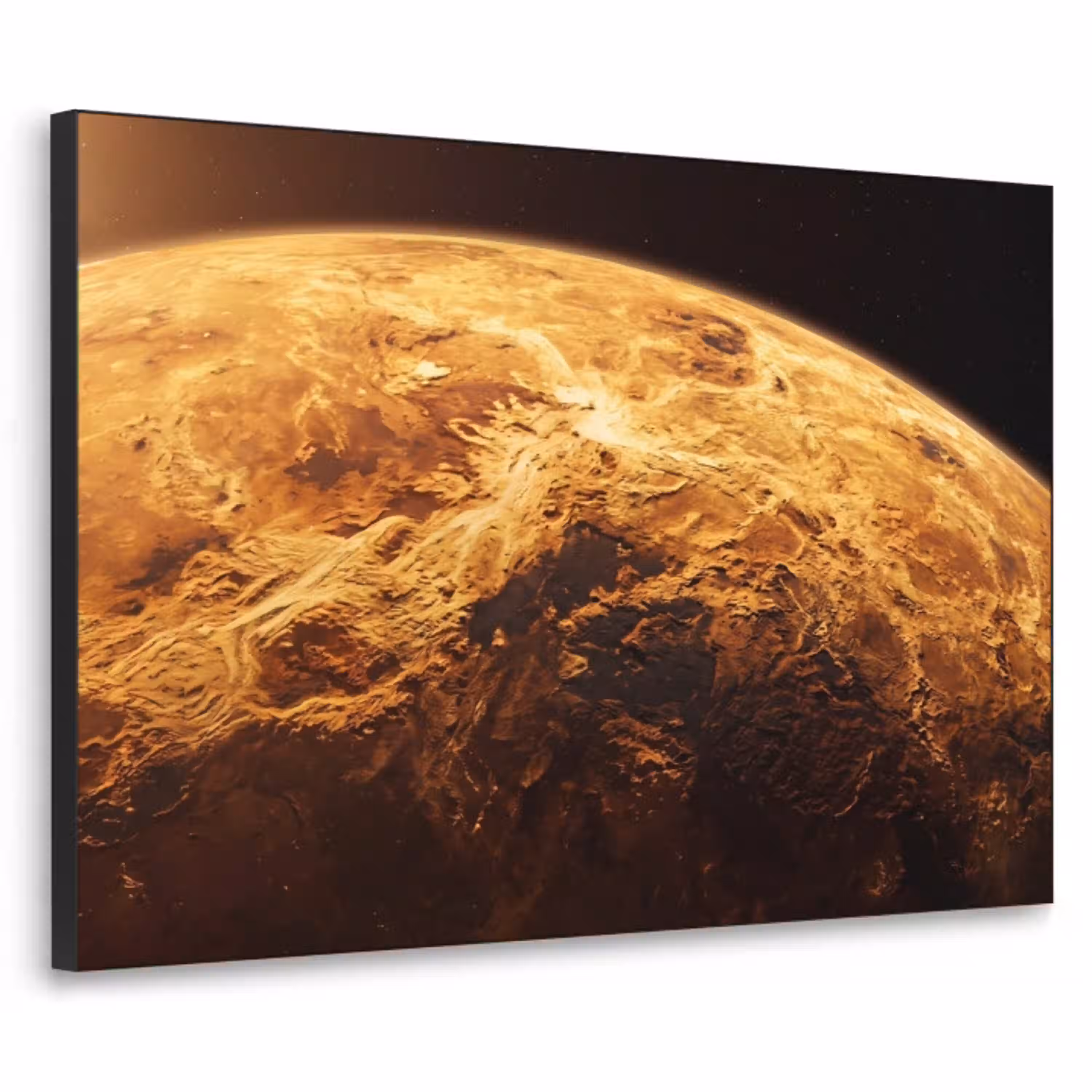 Planeet - Ruimte - Oranje Textielframe zwart klein -3d