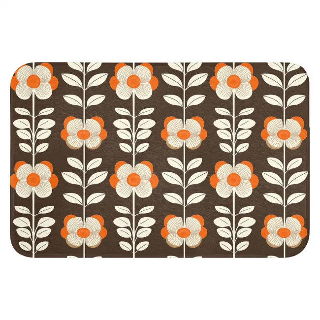 WC Mat - Bloemen - Retro - Bruin