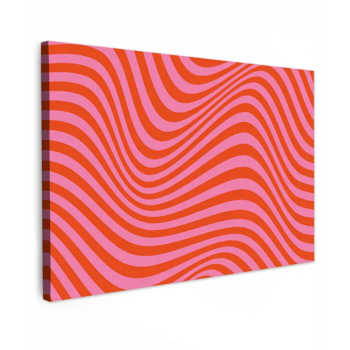 Golvend patroon - Rood - Roze - Lijnen canvas 2cm klein -z3d