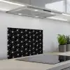 Bloemen - Patroon - Wit - Zwart keuken achterwand spatscherm klein 900 -3d_schuin