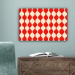 Golvend patroon - Retro - Rood - Beige canvas 2cm klein 34 -sfeer4