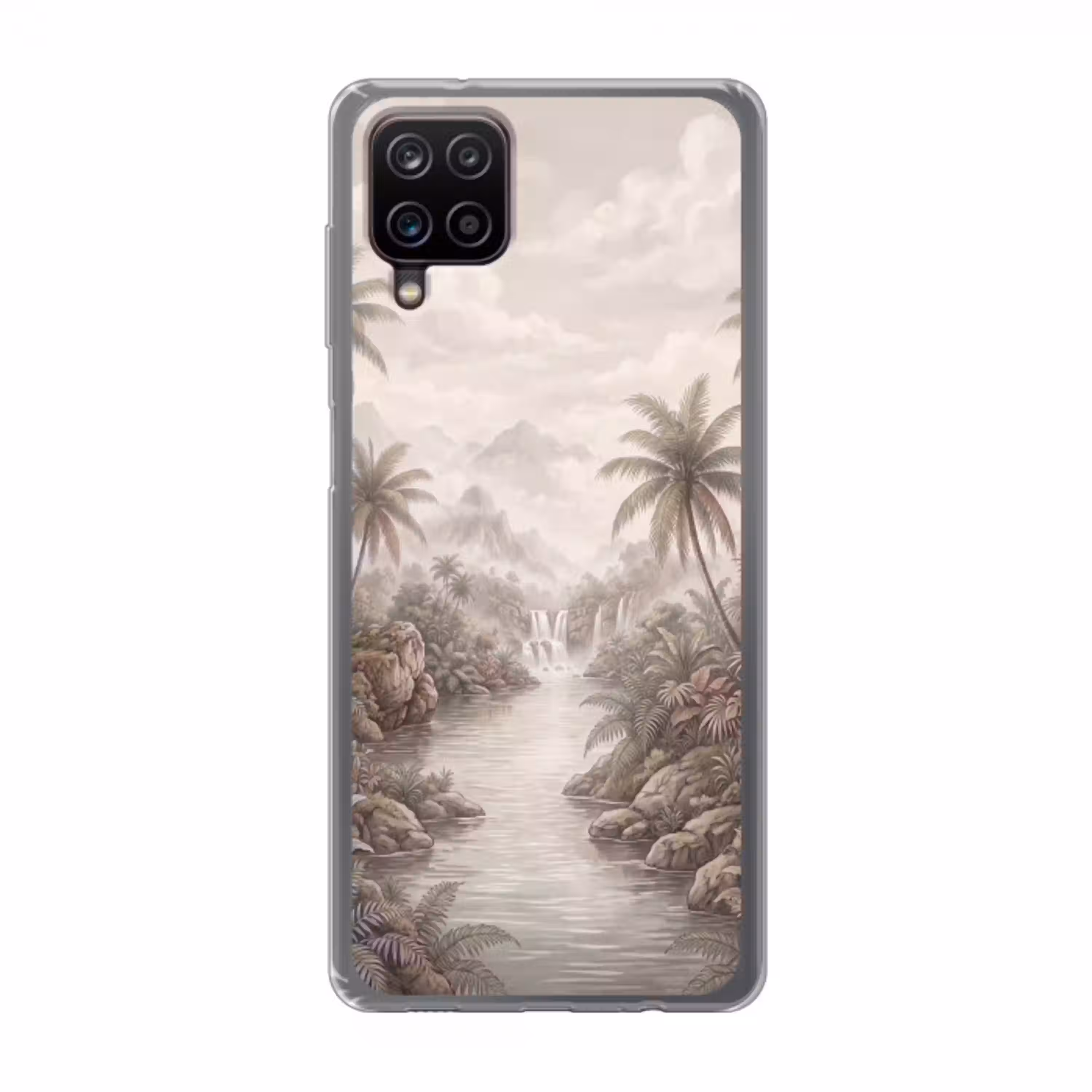 Jungle - Watervallen - Tropisch - Illustratie Telefoonhoesje Samsung Galaxy A12 klein -3d