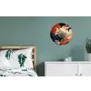Witte vos - wolken - maan Wandcirkel aluminium klein -slaapkamer