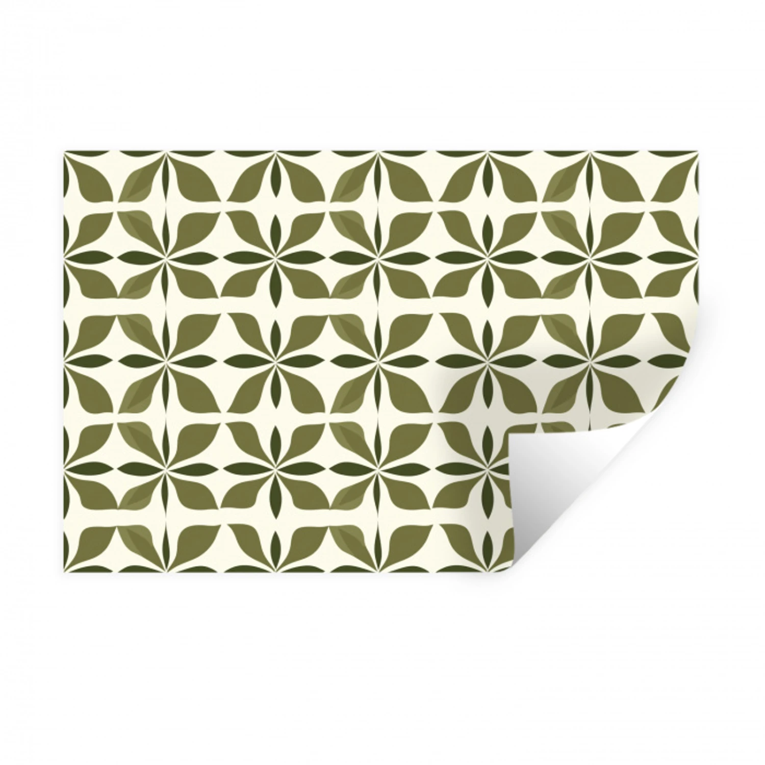 Botanisch - Retro - Groen Muursticker klein 286 -3d