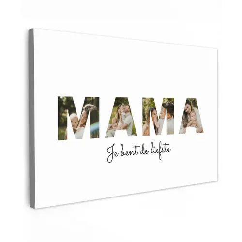 Mama - Lettercollage Tuinposter op houten frame 2 cm dik klein -3d