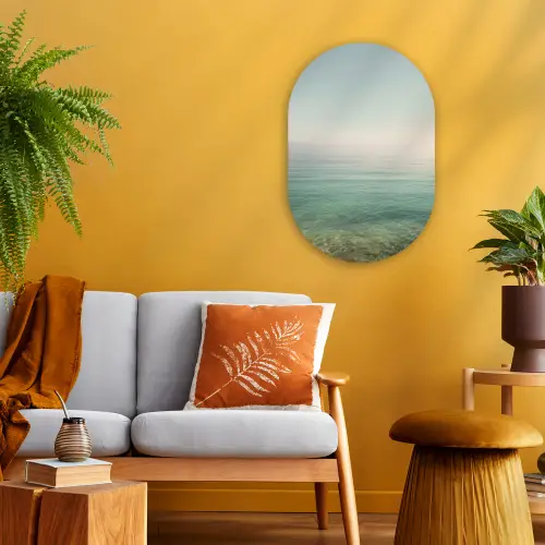 Zee - Horizon - Blauw - Mist Wandcirkel Ovaal Forex klein -sfeer4