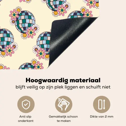 Retro - Disco - Bloemen - Discobal Inductie beschemer met haakjes klein 777 -ky-onderkant-nl
