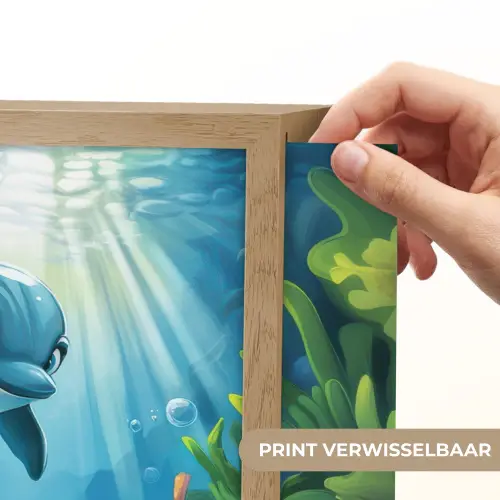 Schildpad - Dolfijn - Oceaan Light Box met batterij (Wandlamp kind) middel -USP_websiteprintNL