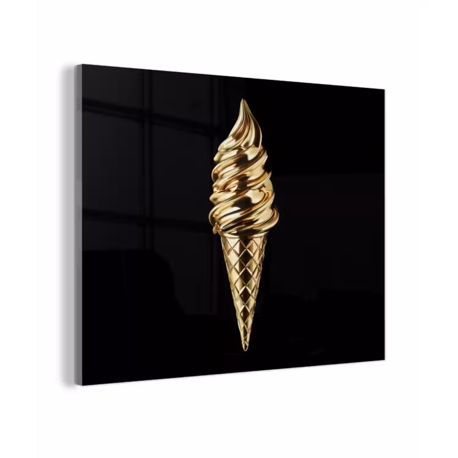 Glas schilderij - Ijs - Goud - Zwart - Eten