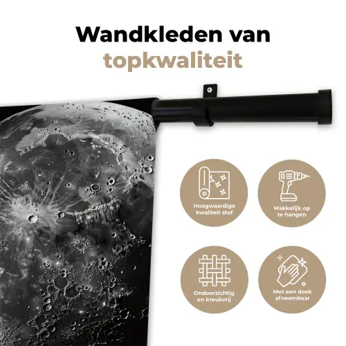 Close-up - Maan - Wit - Textuur Wandkleed katoen klein -sfeer2