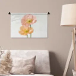 Papavers - Botanisch - Roze Wandkleed katoen klein -sfeer4