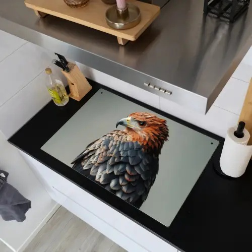 Vogel - Realistisch - Veren - Bruin Inductie beschemer met haakjes klein -sfeer1