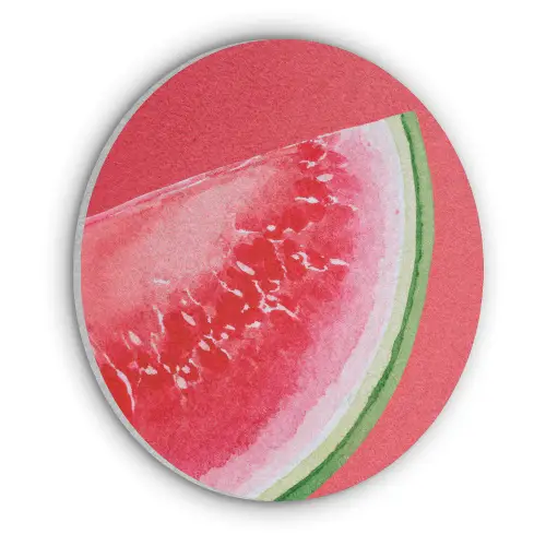 Watermeloen - Rood - Zomers Akoestische PET Vilt - Rond klein -3d