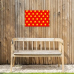 Ster - Patroon - Geel Tuinposter op houten frame 2 cm dik klein 845 -sfeer4