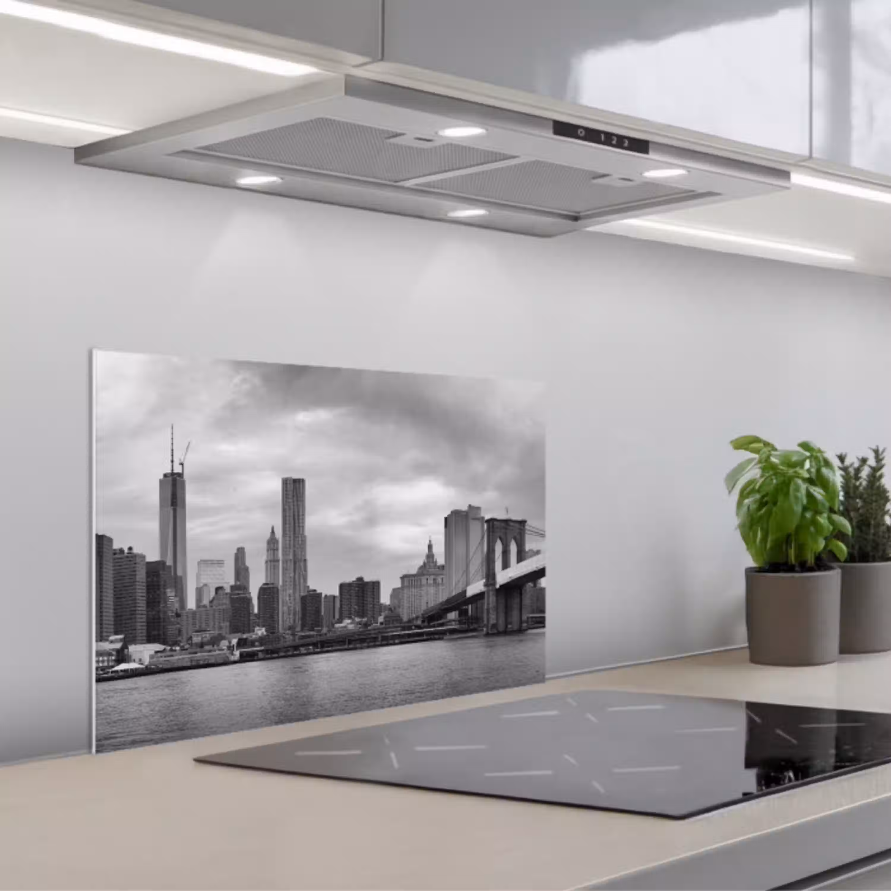 Skyline - Brug - Gebouwen - Kleurloos keuken achterwand spatscherm klein -3d_schuin