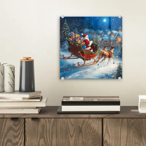 Kerstman - Rendier - Kerst - Sneeuw plexiglas 5mm klein -sfeer1