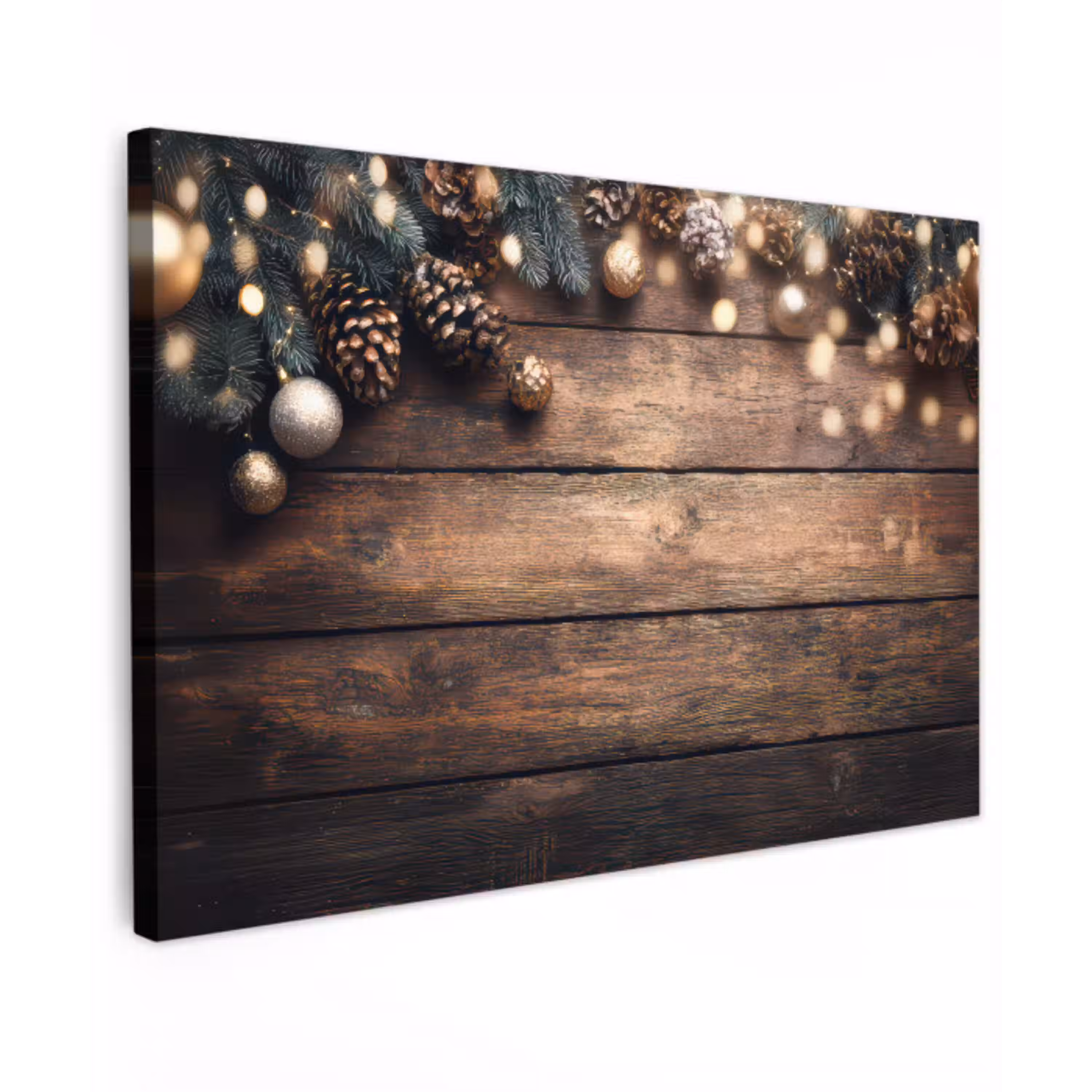 Kerstdecoratie - Houten - Dennenappel - Bruin canvas 2cm klein -z3d