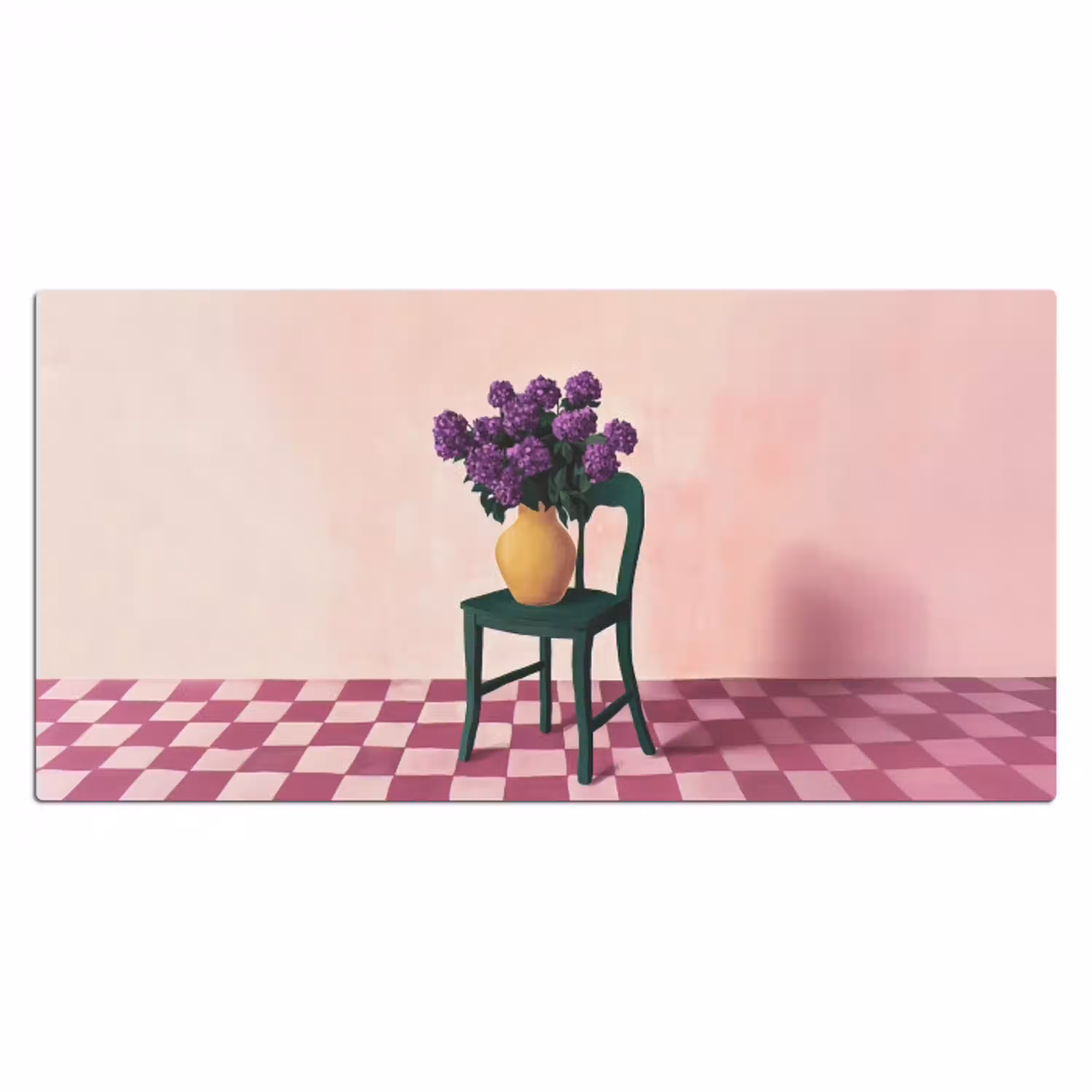 Stoel - Vaas - Bloemen - Geblokt Muismat XXL klein -3d_leeg