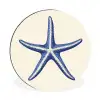Blauwe zeester - Minimalistisch - Beige Wandcirkel aluminium klein -3d