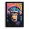 Graffiti - Chimpanzee - Street art - Koptelefoon - Aap fotolijst zwart zonder passe partout klein -3d