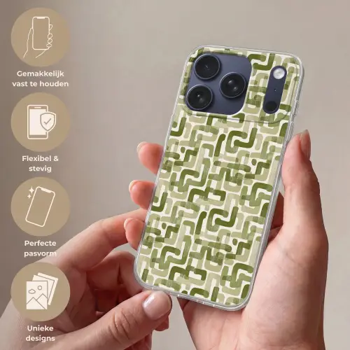 Modern - Grafisch - Groen Telefoonhoesje iPhone 17 Pro klein 878 -sfeer3_NL