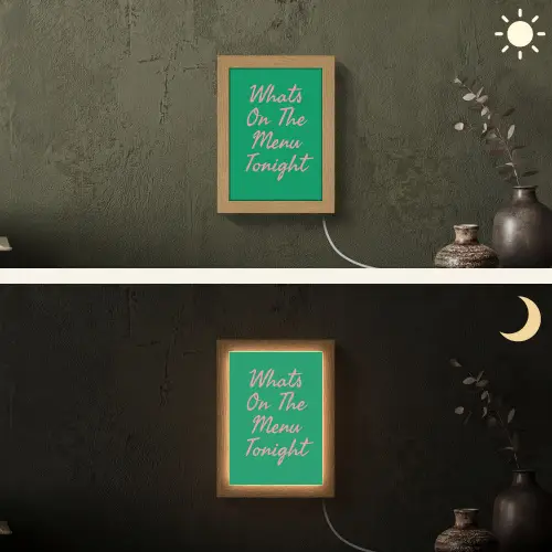 Menu - Quote - Roze Light Box met kabel (Wandlamp) klein -sfeer3