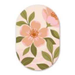 Grafisch - Bloemen - Roze Wandcirkel Ovaal Aluminium middel -3d