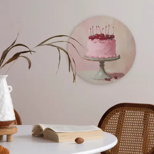 Taart - Pink - Cherry Akoestische PET Vilt - Rond klein -sfeer3